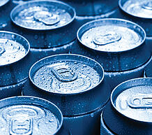 aluminum cans at a canning factory