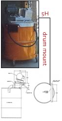 The 5H Drum Mount allows a Model 5H Oil Skimmer to service a number of tanks by attaching to a 55-gallon drum. 